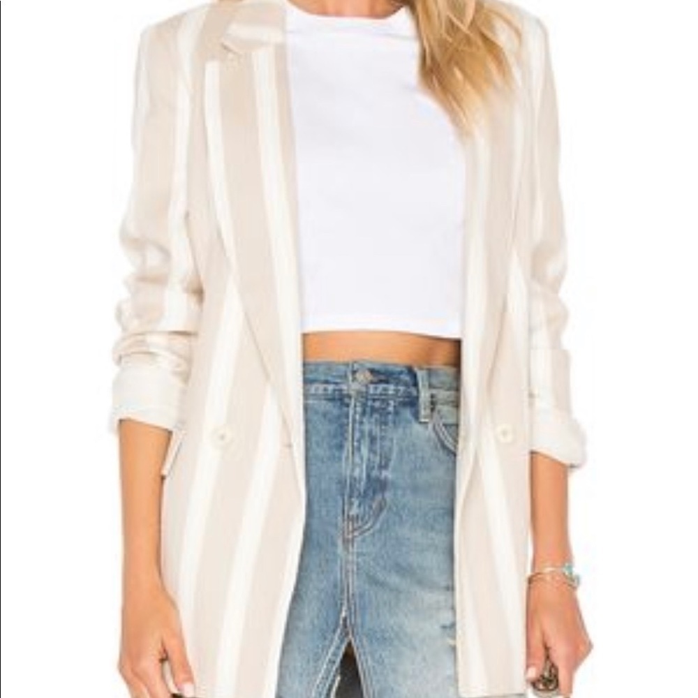 Vertical stripe tunic length blazer by green people